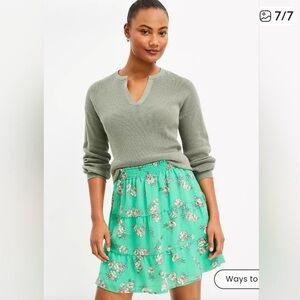 NWT LOFT Mint Floral Skater Skirt Medium